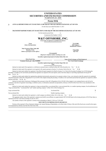 Thumbnail W&T Offshore 10-K Annual Report 2013