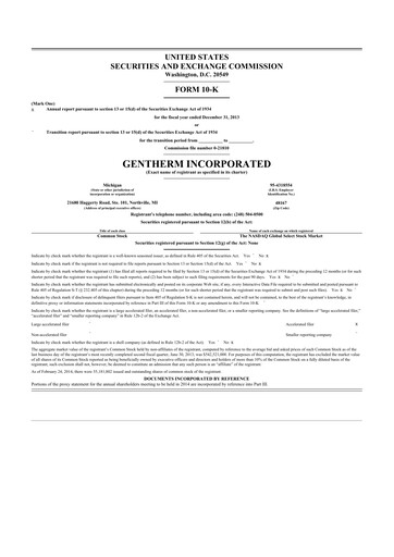 Thumbnail Gentherm 10-K Annual Report 2013