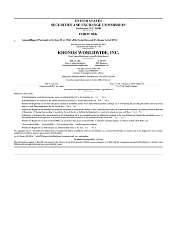 Thumbnail Kronos Worldwide 10-K Annual Report 2013