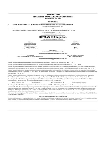 Thumbnail RE/MAX Holdings 10-K Annual Report 2013