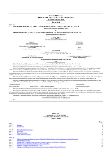 Thumbnail Gevo 10-K Annual Report 2013