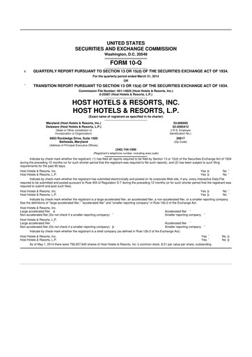 Thumbnail Host Hotels & Resorts
 10-Q Quarterly Report FY2014 