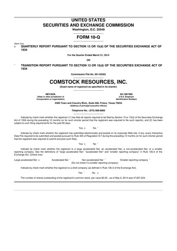 Thumbnail Comstock Resources 10-Q Quarterly Report FY2014 