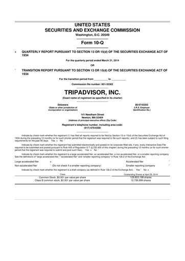 Thumbnail TripAdvisor 10-Q Quarterly Report FY2014 