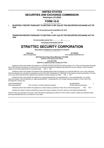 Vorschaubild Strattec Security 10-Q Quartalsbericht 2014 