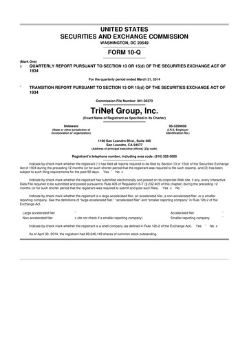 Miniature TriNet 10-Q Rapport trimestriel 2014 