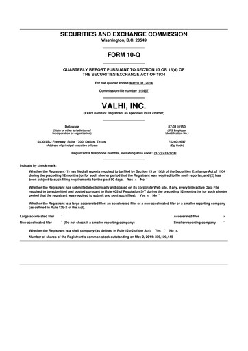 Thumbnail Valhi 10-Q Quarterly Report FY2014 