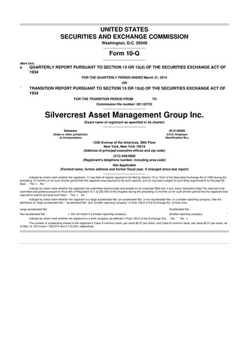 Thumbnail Silvercrest Asset Management Group 10-Q Quarterly Report FY2014 