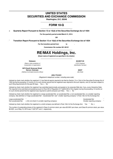 Thumbnail RE/MAX Holdings 10-Q Quarterly Report FY2014 