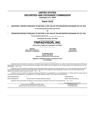 Thumbnail TripAdvisor 10-Q Quarterly Report FY2014 