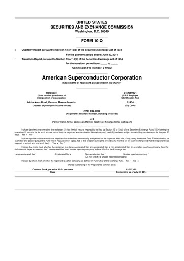 Vorschaubild American Superconductor Corporation 10-Q Quartalsbericht 2014 