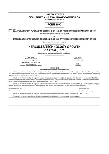 Thumbnail Hercules Capital
 10-Q Quarterly Report FY 