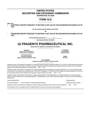 Thumbnail Ultragenyx Pharmaceutical 10-Q Quarterly Report FY2014 