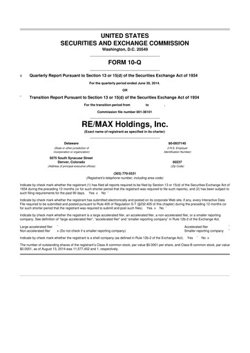 Thumbnail RE/MAX Holdings 10-Q Quarterly Report FY2014 