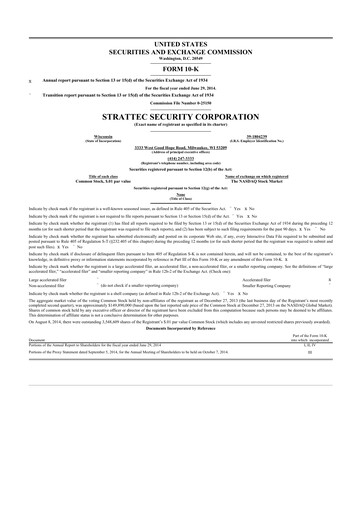 Thumbnail Strattec Security 10-K Annual Report 2014