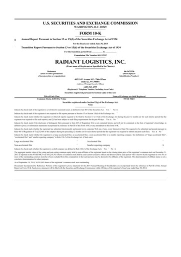 Thumbnail Radiant Logistics
 10-K Annual Report 2014