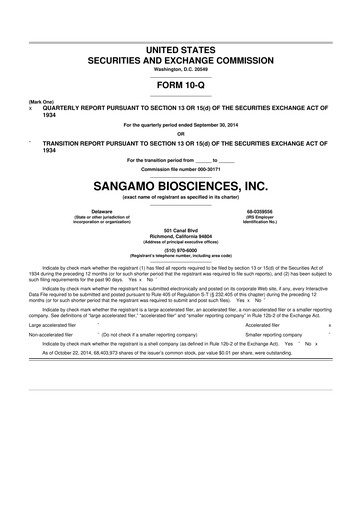 Thumbnail Sangamo Therapeutics
 10-Q Quarterly Report FY2014 