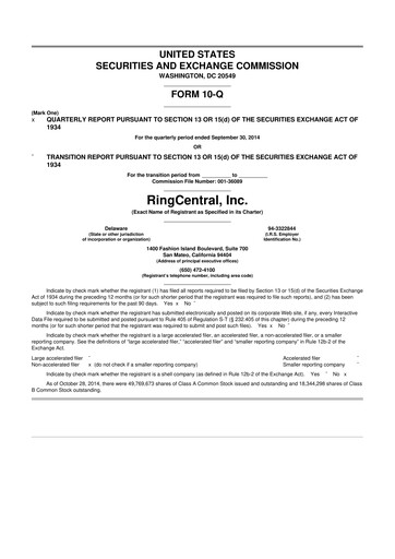 Thumbnail RingCentral
 10-Q Quarterly Report FY2014 