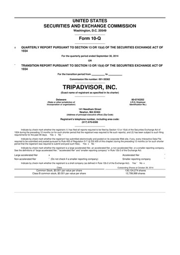 Thumbnail TripAdvisor 10-Q Quarterly Report FY2014 
