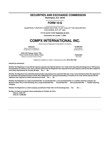 Thumbnail CompX International 10-Q Quarterly Report FY2014 