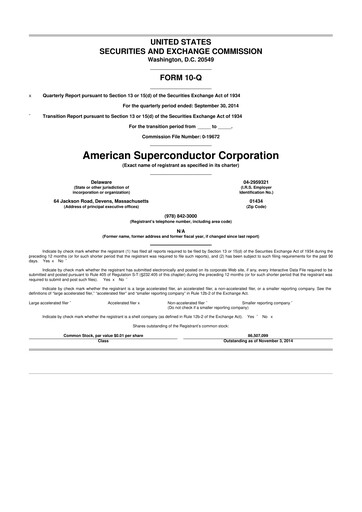 Vorschaubild American Superconductor Corporation 10-Q Quartalsbericht 2014 