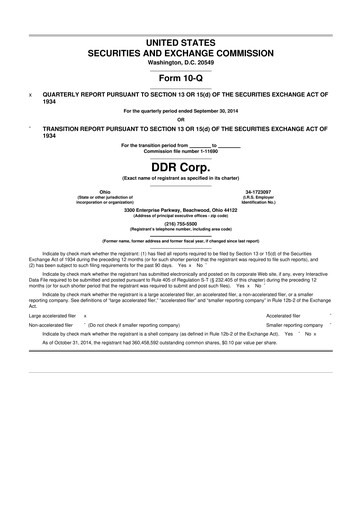 Thumbnail SITE Centers
 10-Q Quarterly Report FY2014 