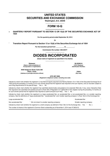 Thumbnail Diodes Incorporated 10-Q Quarterly Report FY2014 