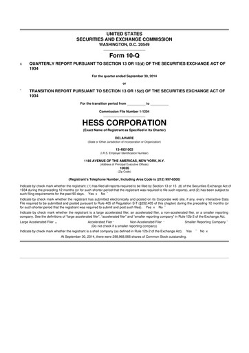 Vorschaubild Hess 10-Q Quartalsbericht 2014 