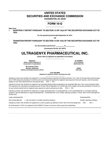 Thumbnail Ultragenyx Pharmaceutical 10-Q Quarterly Report FY2014 