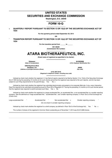 Thumbnail Atara Biotherapeutics 10-Q Quarterly Report FY2014 