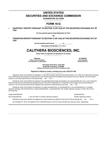 Thumbnail Calithera Biosciences
 10-Q Quarterly Report FY2014 