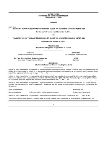 Vorschaubild Freshpet 10-Q Quartalsbericht 2014 