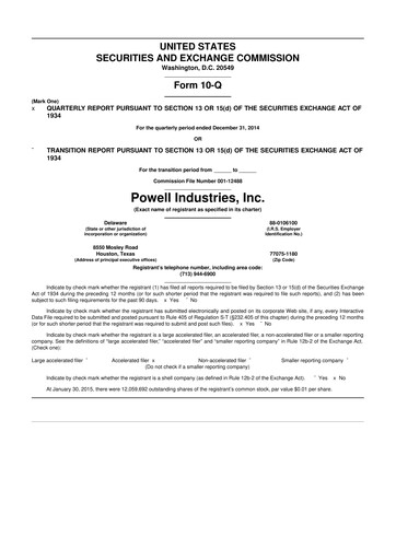 Thumbnail Powell Industries 10-Q Quarterly Report FY2015 