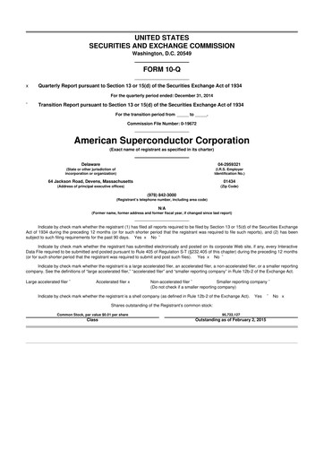 Vorschaubild American Superconductor Corporation 10-Q Quartalsbericht 2014 