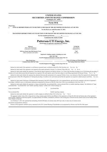 Thumbnail Patterson-UTI Energy 10-K Annual Report 2014