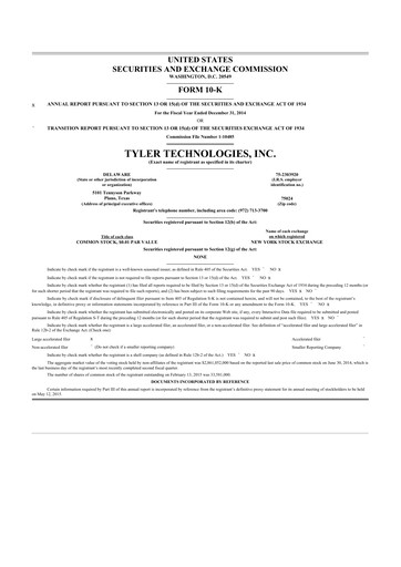 Thumbnail Tyler Technologies
 10-K Annual Report 2014