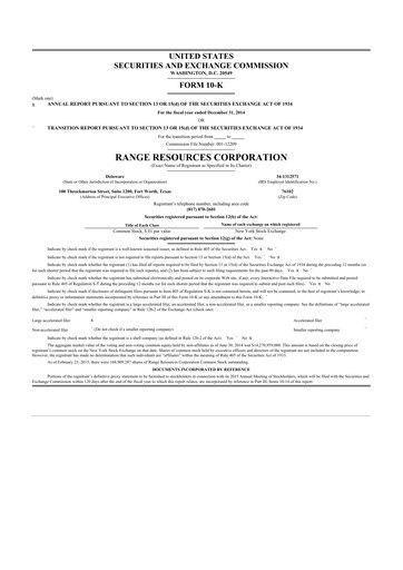 Miniature Range Resources
 10-K Rapport annuel 2014