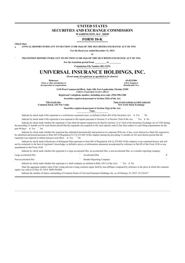 Thumbnail Universal Insurance Holdings 10-K Annual Report 2014