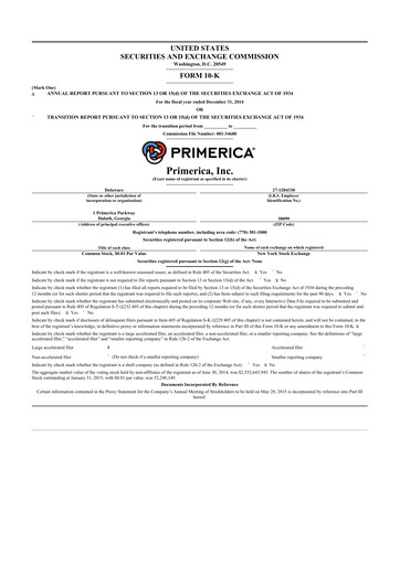 Thumbnail Primerica
 10-K Annual Report 2014