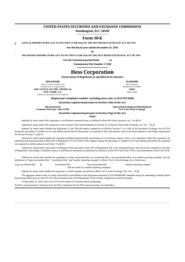 Thumbnail Hess 10-K Annual Report 2014