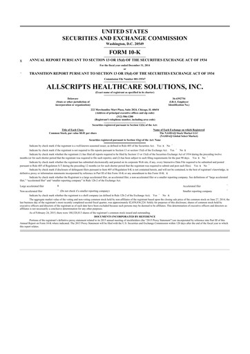 Thumbnail Veradigm 10-K Annual Report 2014