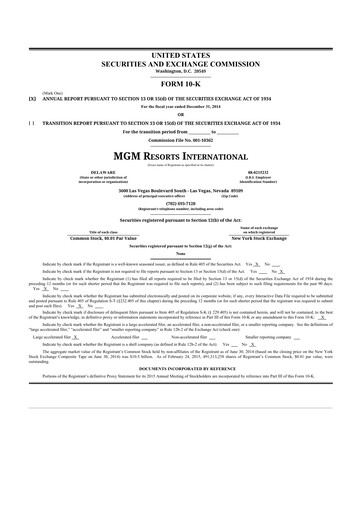 Thumbnail MGM Resorts

 10-K Annual Report 2014