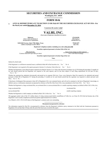 Thumbnail Valhi 10-K Annual Report 2014