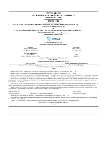 Thumbnail Enova International
 10-K Annual Report 2014