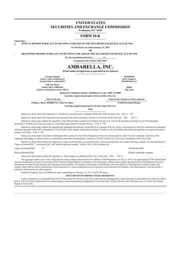 Thumbnail Ambarella 10-K Annual Report 2015