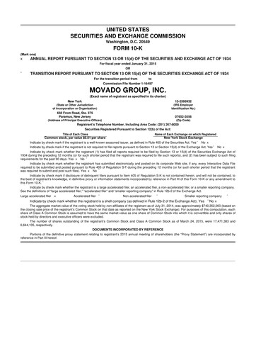 Thumbnail Movado Group 10-K Annual Report 2015