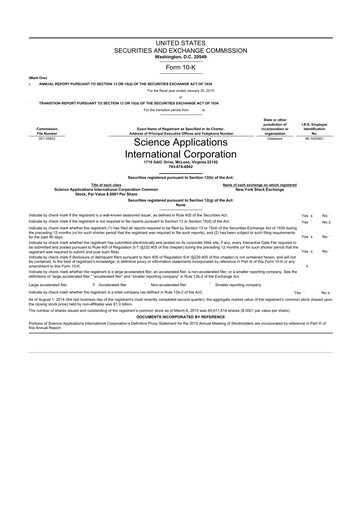 Miniature SAIC (Science Applications International Corp) 10-K Rapport annuel 2015