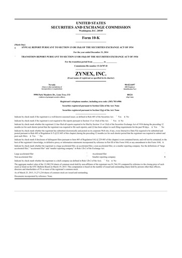 Thumbnail Zynex 10-K Annual Report 2014