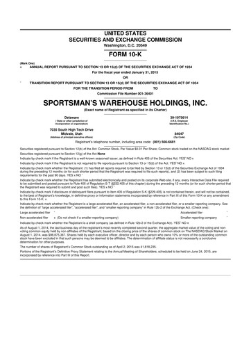 Thumbnail Sportsman's Warehouse 10-K Annual Report 2014
