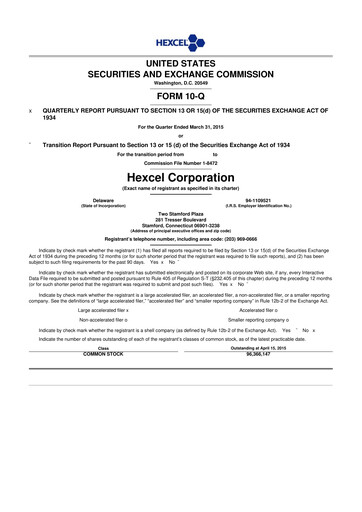 Thumbnail Hexcel
 10-Q Quarterly Report FY2015 